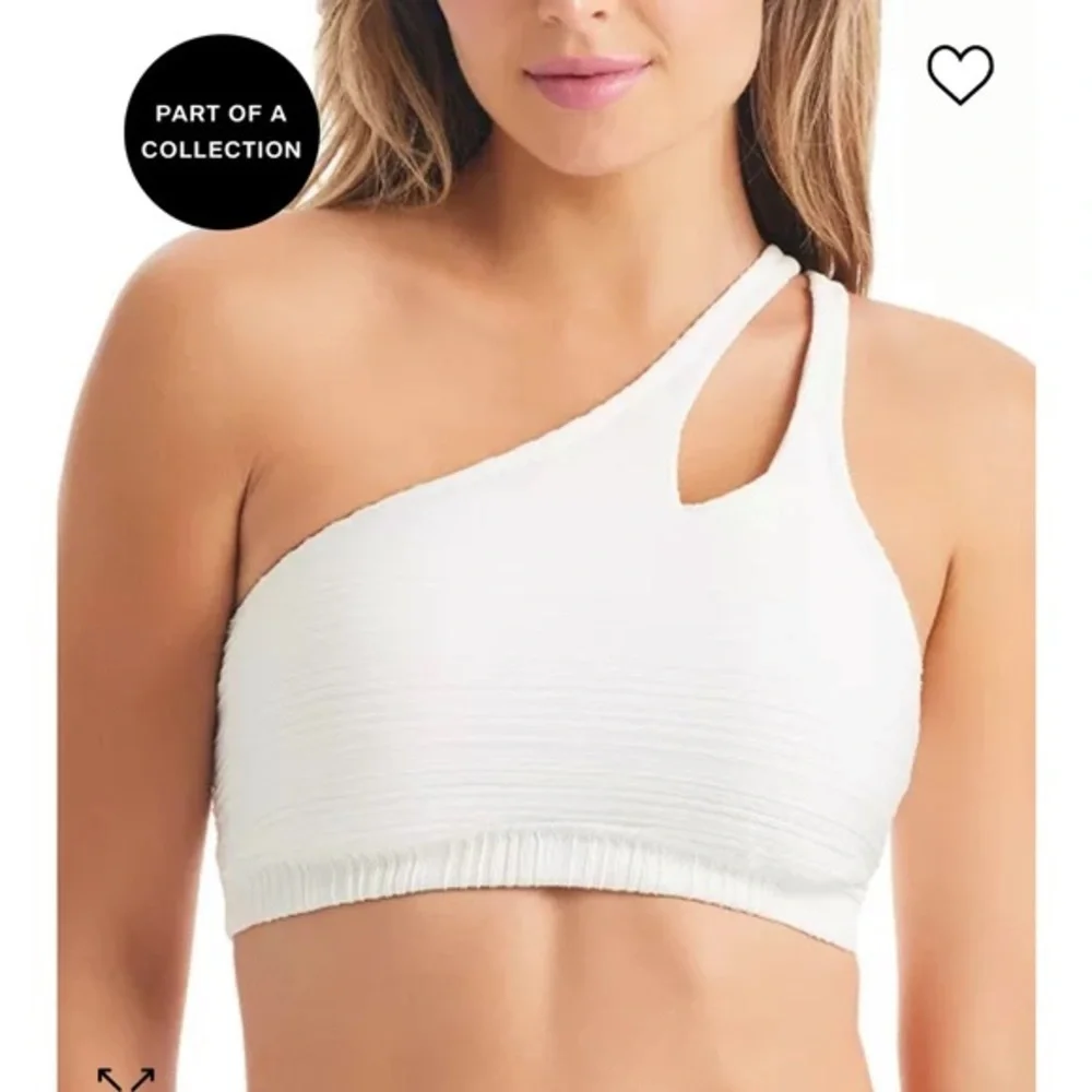 Jessica Simpson Ribbed One‎ Shoulder Swim Top Size XL NWT white